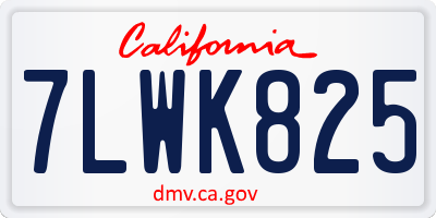 CA license plate 7LWK825