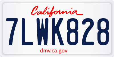 CA license plate 7LWK828