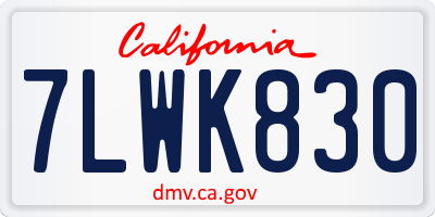 CA license plate 7LWK830
