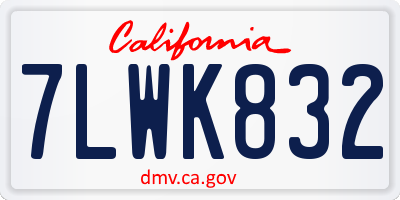 CA license plate 7LWK832