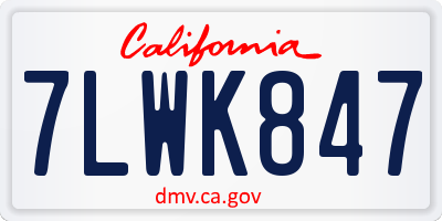 CA license plate 7LWK847