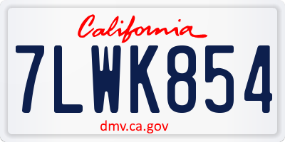 CA license plate 7LWK854