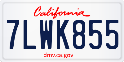 CA license plate 7LWK855