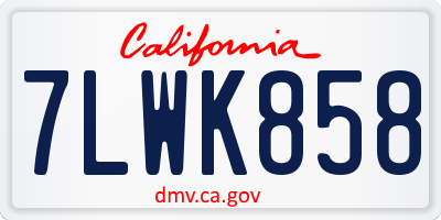CA license plate 7LWK858