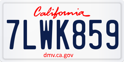 CA license plate 7LWK859