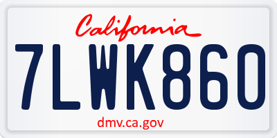 CA license plate 7LWK860
