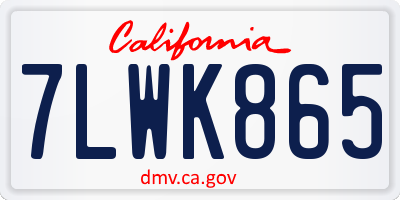CA license plate 7LWK865
