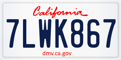 CA license plate 7LWK867