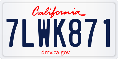 CA license plate 7LWK871