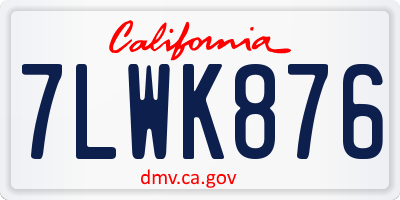 CA license plate 7LWK876