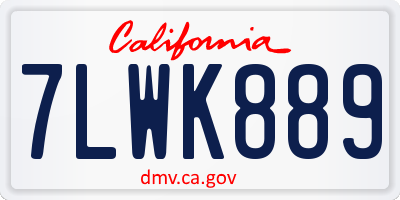 CA license plate 7LWK889