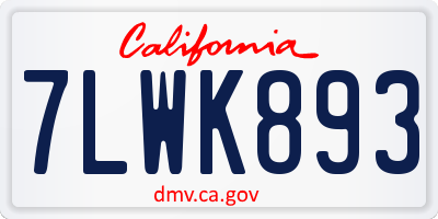 CA license plate 7LWK893