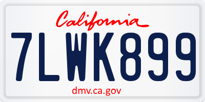 CA license plate 7LWK899