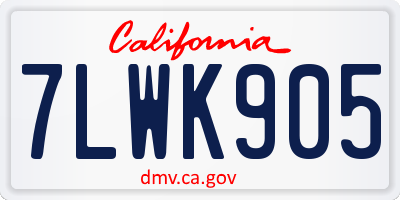 CA license plate 7LWK905