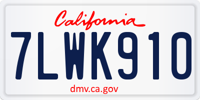 CA license plate 7LWK910