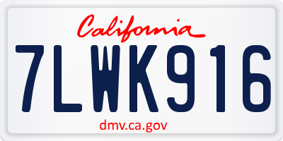 CA license plate 7LWK916