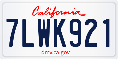 CA license plate 7LWK921