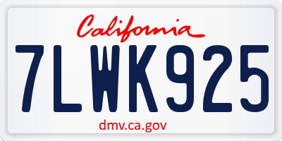 CA license plate 7LWK925