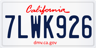 CA license plate 7LWK926