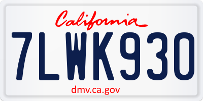 CA license plate 7LWK930