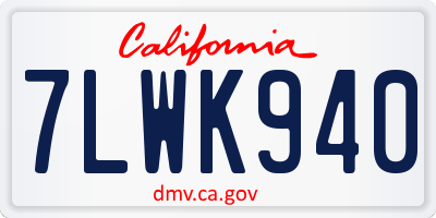 CA license plate 7LWK940