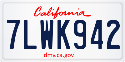 CA license plate 7LWK942