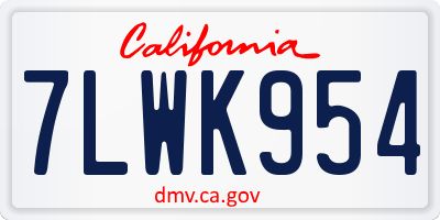 CA license plate 7LWK954