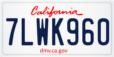 CA license plate 7LWK960