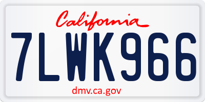 CA license plate 7LWK966
