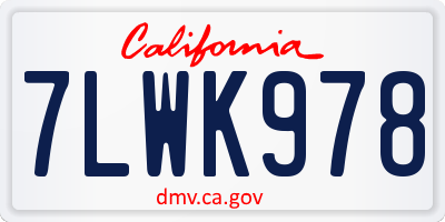 CA license plate 7LWK978