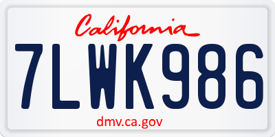CA license plate 7LWK986