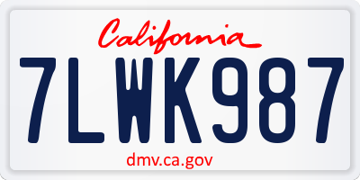 CA license plate 7LWK987