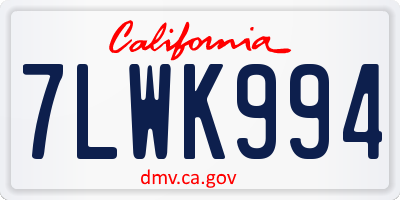 CA license plate 7LWK994