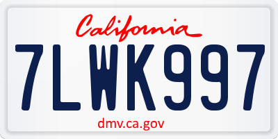 CA license plate 7LWK997