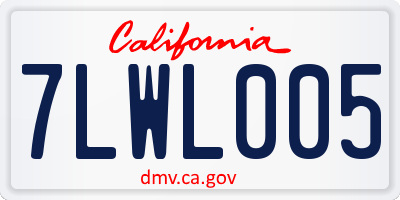 CA license plate 7LWL005