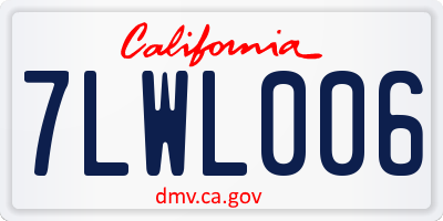 CA license plate 7LWL006