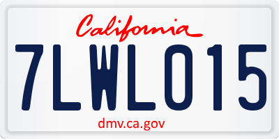CA license plate 7LWL015