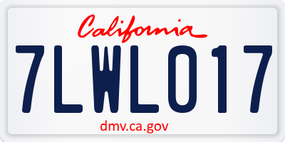 CA license plate 7LWL017