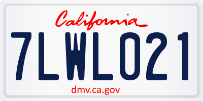 CA license plate 7LWL021