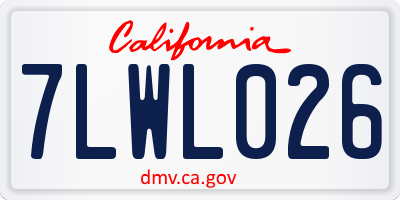 CA license plate 7LWL026