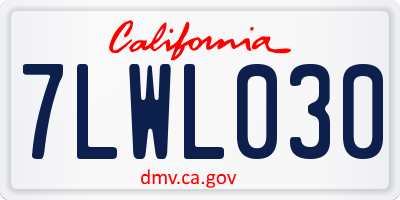 CA license plate 7LWL030