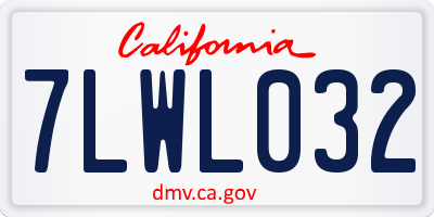 CA license plate 7LWL032