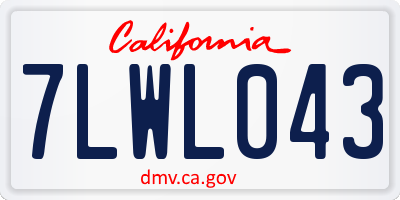 CA license plate 7LWL043