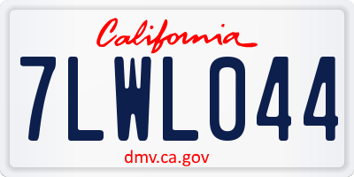 CA license plate 7LWL044