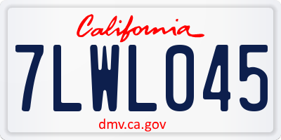 CA license plate 7LWL045