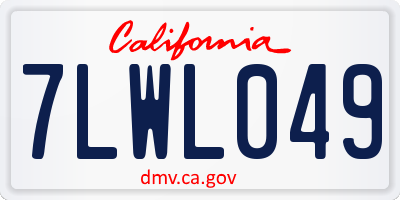 CA license plate 7LWL049