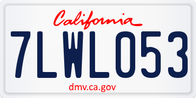 CA license plate 7LWL053