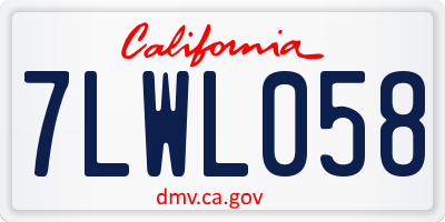 CA license plate 7LWL058