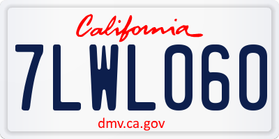 CA license plate 7LWL060
