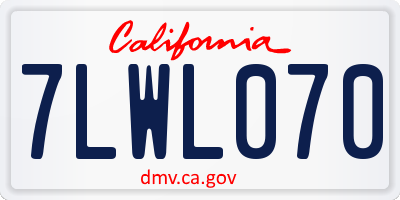 CA license plate 7LWL070